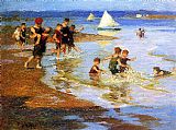 Edward Henry Potthast Children at Play on the Beach painting
